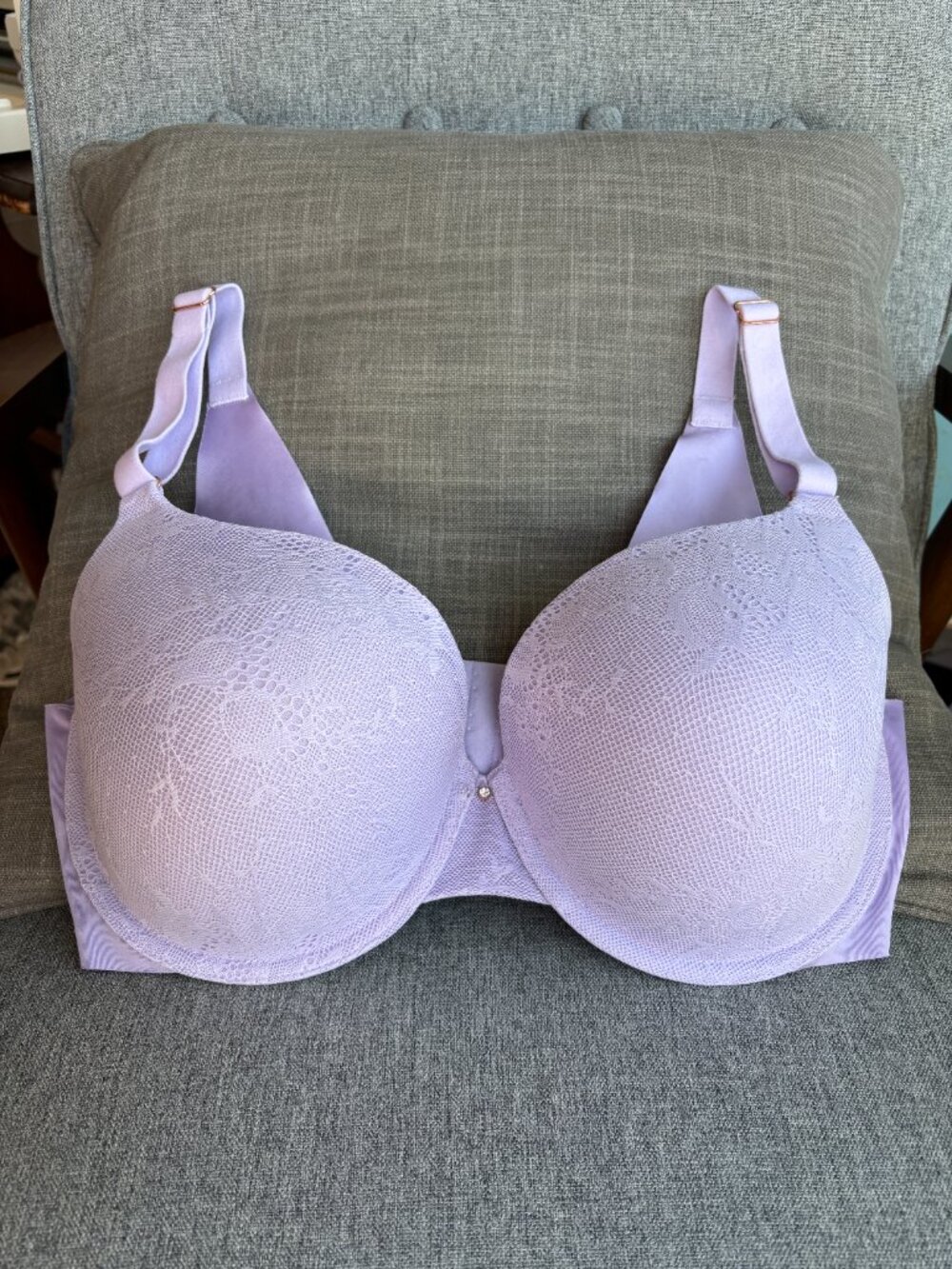 Smart & Sexy Smooth Lace T-Shirt Bra Lilac Iris Lavender Size 36DDD